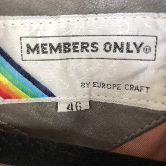 Vintage Members Only Jacket Mens 46 Gray Leather Bomber Moto Epaulets 80s - Picture 5 of 16